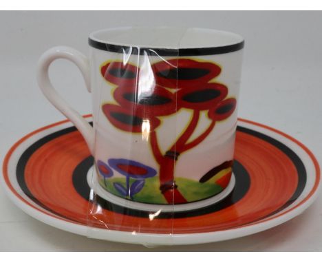 Limited edition Wedgwood Clarice Cliff cup and saucer in the Red Tree pattern. UK P&amp;P Group 2 (£20+VAT for the first lot 