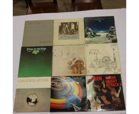 Nine Rock albums: Pink Floyd, Cat Stevens, ELO, Lindisfarne, Rick Wakeman, Queen, YES, and Family. UK P&amp;P Group 2 (£20+VA