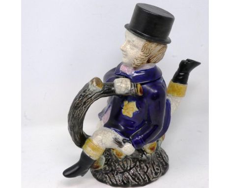 Three legged Manx teapot, no cracks or chips, crazing throughout, H: 20 cm. UK P&amp;P Group 2 (£20+VAT for the first lot and