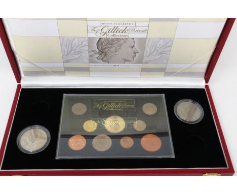 QEII The Gillick Portrait collection of coins, lacking two gold coins. UK P&amp;P Group 1 (£16+VAT for the first lot and £2+V