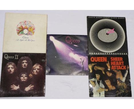 Five Queen albums: Queen, Sheer Heart Attack, Jazz , and Queen II. UK P&amp;P Group 2 (£20+VAT for the first lot and £4+VAT f