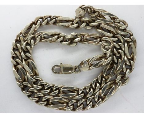925 silver heavy gauge figaro link neck chain, L: 50 cm, 30g. UK P&amp;P Group 1 (£16+VAT for the first lot and £2+VAT for su