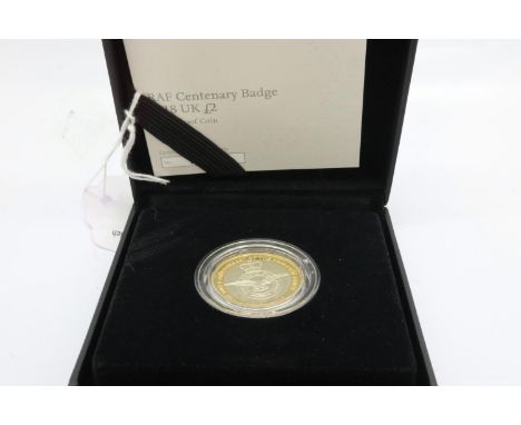 Royal Mint limited edition 100 years of the RAF Badge £2 silver proof coin, 1450/7500, in case with certificate. UK P&amp;P G