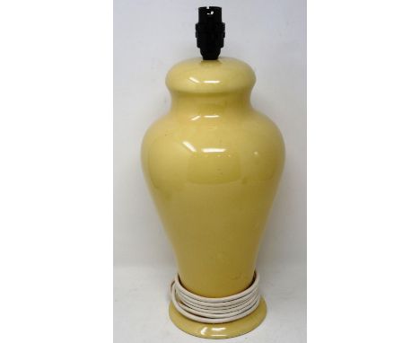 Clarice Cliff yellow ceramic lamp base, H: 40 cm. UK P&amp;P Group 3 (£30+VAT for the first lot and £8+VAT for subsequent lot