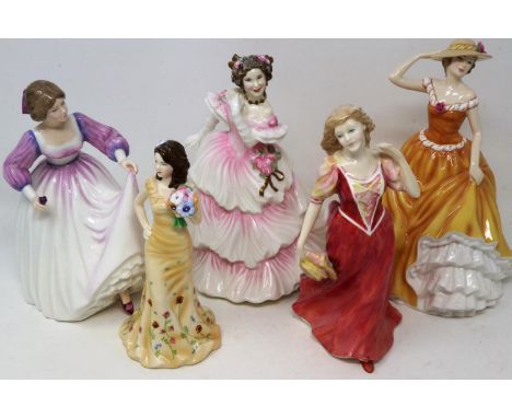 Five Royal Doulton figurines including Georgia HN5188, no cracks or chips, largest H: 21 cm. UK P&amp;P Group 2 (£20+VAT for 