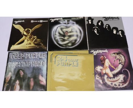 Seven Rock albums comprising Deep Purple: Machine Head, and 24 Carat Purple (2), and White Snake: Saints and Sinners, Come an