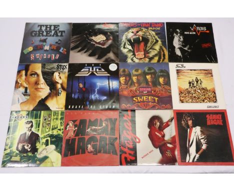 Twelve Rock albums: Sammy Hagar (3), Styx, Sex Pistols, Shy, Sweet, Stranglers, Samson, Tygers of Pantang, Tesla, and Vardis.