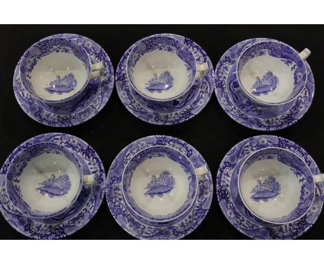 Set of six Spode Italian Gardens teacups and saucers, no cracks or chips (12). UK P&amp;P Group 3 (£30+VAT for the first lot 