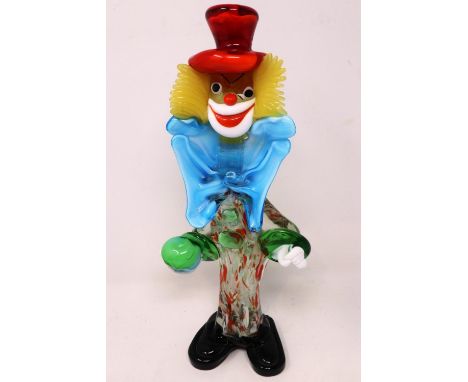 Murano glass clown, H: 25 cm. UK P&amp;P Group 3 (£30+VAT for the first lot and £8+VAT for subsequent lots)
