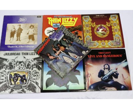 Seven Thin Lizzy LP's: Johnny the Fox, Fighting, Live and Dangerous, Black Rose, The Adventures Of, Shades of a Blue Orphanag