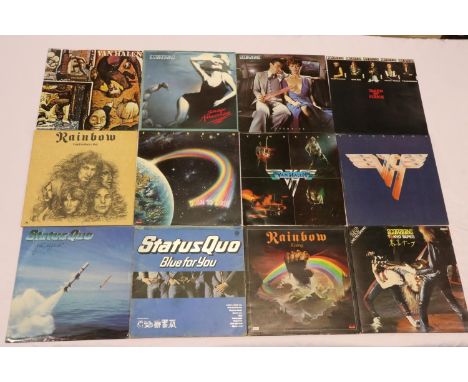 Twelve Rock albums: Status Quo (2), Rainbow (3),  Van Halen (3), and The Scorpions (4). UK P&amp;P Group 2 (£20+VAT for the f