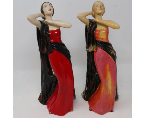 Two Wade cellulose figurines, Helga &amp; Helga 1, both with normal losses associated with these figurines, H: 28 cm. UK P&am