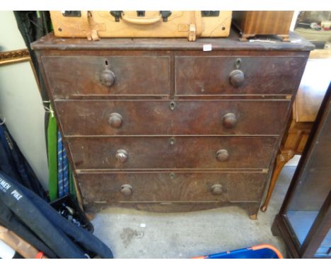 Georgian 4 Drawer chest with turned handles over apron front and bracket feet