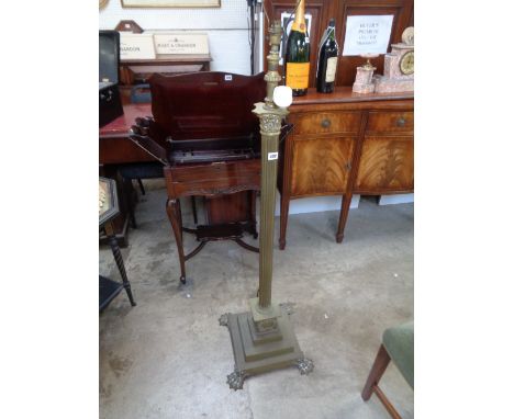 Georgian Brass Corinthian Column Standard Lamp on paw feet