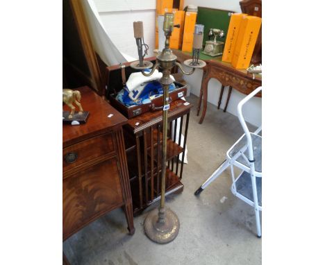 Early 20thC Brass stand lamp of 3 branches