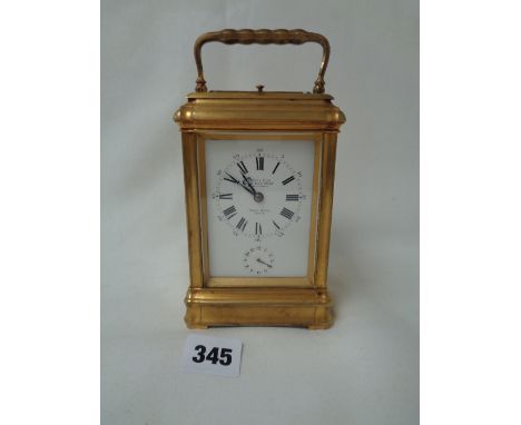 A Good Late 19th century French gorge-cased repeating carriage clock with alarm Le Roy & Fils. Palais Royal