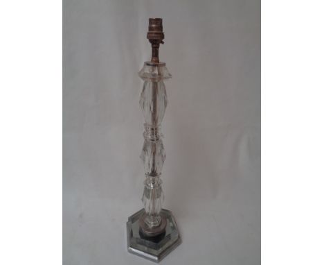 Retro Cut Crystal Table Lamp Base with Silverplated fittings