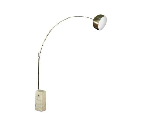 An Arco floor lamp after the original 1962 design by Achille Castiglioni and Pier Giacomo Castiglioni, the adjustable stainle