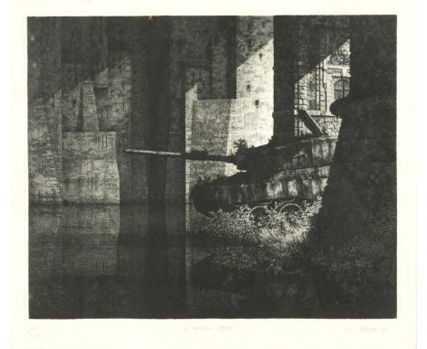 § Gerard Trignac (1955-) The Wandering Knightsigned and dated 'G. TRIGNAC 83' (lower right); numbered 29/100etching23 x 27cm