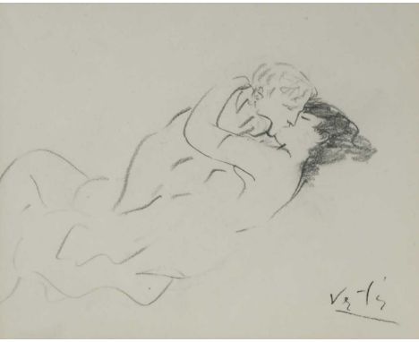 § Marcel Vertès (1895-1961) Couple embracingsigned 'Vertes' (lower right)etching20.5 x 25cmProvenance:Collection of the late 