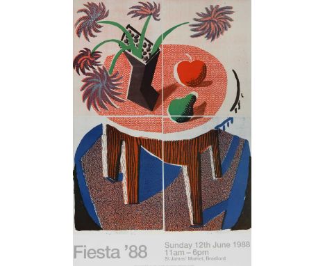 § David Hockney OM, CH, RA (1937-) Fiesta '88 (Bradford Festival) exhibition poster, 1988showing 'Flowers Apple &amp; Pear on