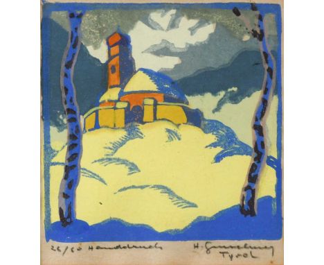 § Herbert Gurschner (1901-1975) Tyrolsigned and titled 'H.Gurschner / Tyrol' (lower right); numbered 26/60woodcut11.5 x 11cmT