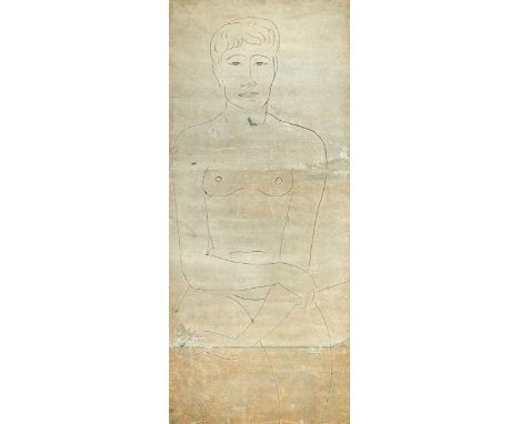 § Edward Wolfe RA (1897-1982) Portrait of a young man ink on silvered board103.5 x 46.5cmProvenance:With Patrick Seale Galler