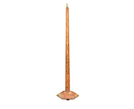 An Art Deco marbled formica standard lamp,  the tapering hexagonal column to a similarly shaped base156cm high