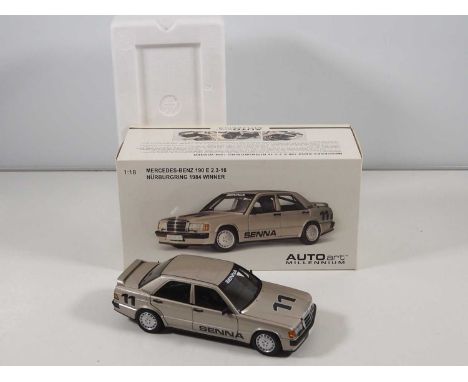 An AUTOART 1:18 scale diecast Mercedes 190E car, SENNA special edition for the Nürburgring Anniversary 1984 - VG/E in VG box