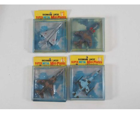 A group of early LINTOY and BACHMANN/LINTOY diecast Fighter Jets - VG/E in G/VG boxes (4)
