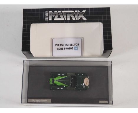 A MATRIX 1:43 scale handbuilt resin Maserati V4 Sport Zagato in green - VG/E in VG box