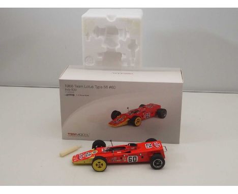 A TSM MODEL 1:18 scale 1968 Team Lotus Type 56 Indy 500 race car, #60, J. Leonard - VG in VG box