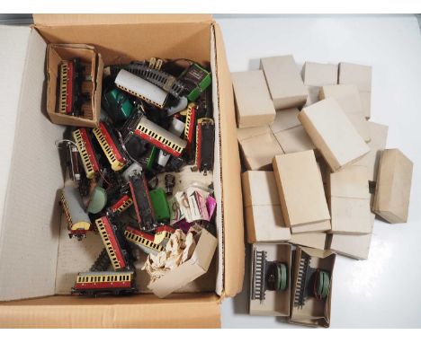 A large box of vintage FLEISCHMANN HO gauge items to include a quantity of boxed 1006 controller tracks for starter battery t