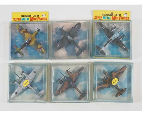 A group of early LINTOY and BACHMANN/LINTOY diecast WWII Planes - VG/E in G/VG boxes (5)