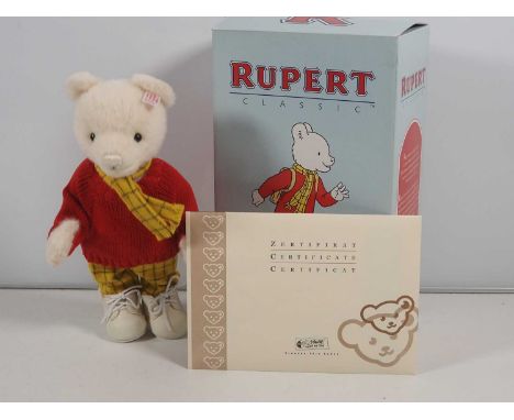 A STEIFF 653568 2007 limited edition white alpaca hair 'Rupert Bear' in original box with certificate - VG/E in VG box