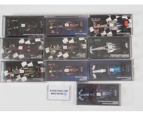 A group of MINICHAMPS 1:43 scale Formula 1 cars, mixed teams and drivers, all from the 2013-2021 period - VG/E in VG boxes (1