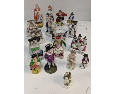 19th century fairings and figures and model animals to include 'The Last One Put Out the Light', Derby style, Welsh and other
