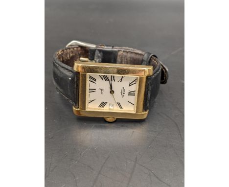 A 9ct gold Rotary gent's Quartz wristwatch on a leather strap Location: 