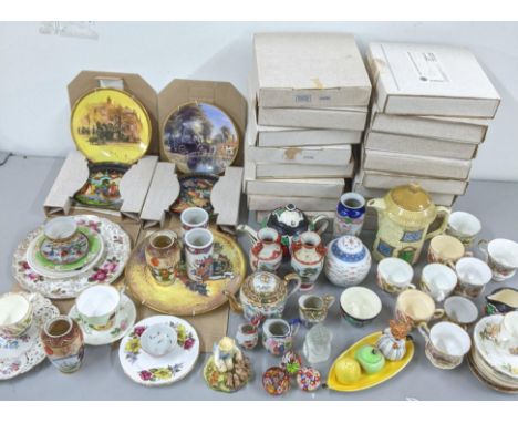 Ceramics to include a Royal Worcester Doughty figure, decorative teapots, collectors plates and other items Location: 