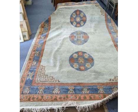 A handmade Chinese carpet with geometric motifs in pastel coloursLocation:A1B 