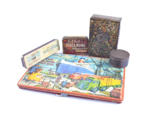 Collection of vintage tin boxes.