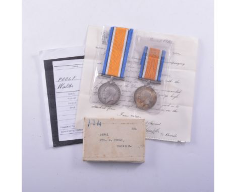 British War Medal to Pte W Poole 58941 Welsh Regiment (Deceased), WW1 British War Medal to Margaret Bullock, First Aid Nursin