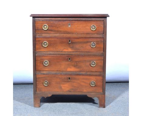 Small mahogany chest of drawers, adapted, fitted with four drawers, bracket feet, 53cm.