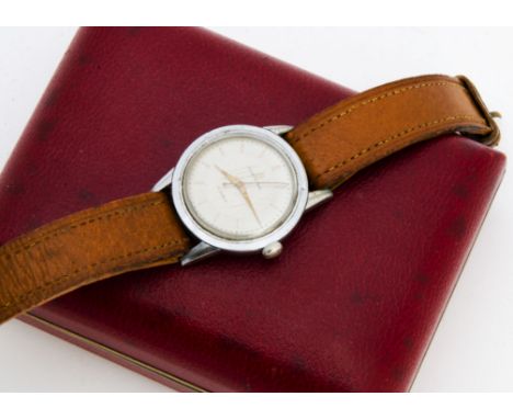 A 1950s Breitling chromed gentleman's wristwatch, 32mm, silvered dial with rose gold coloured batons and hands, manual wind, 