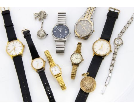 A collection of ten watches, including an Avia automatic and a Paul Jobin manual wind, both appear to run well, two Seiko qua