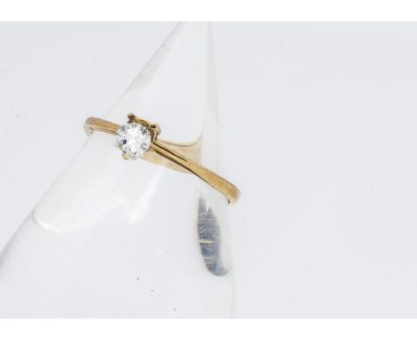 A continental 18k diamond ring, the pear cut diamond in three claw setting, now loose, ring size P, diamond 0.30ct, gold 1.5g