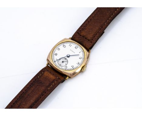A late 1940s Cimrex 9ct gold cased gentleman's wristwatch, 30mm, silvered dial with subsidiary, 15 jewel manual wind movement