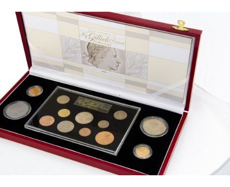 A Royal Mint Queen Elizabeth II The Gillick Portrait Collection coin set, in a fitted red case with certificate no. 0430, com