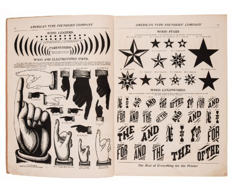 NO RESERVE Printing.- Typography.- Specimens of Wood Type and Borders... Manufactured by The Hamilton Mfg. Co, covers chipped