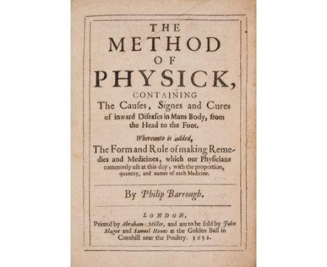 Barrough (Philip) The Method of Physick, containing the Causes, Signes and Cures of inward Diseases in Mans Body..., woodcut 